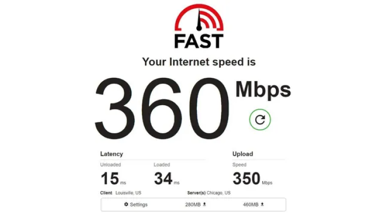 Fast.com speed test