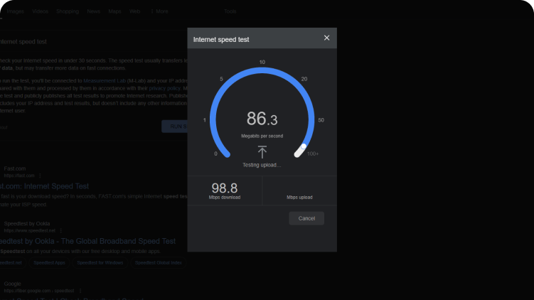 Google speed test
